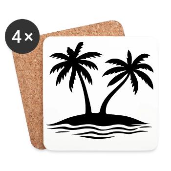 Palm Trees Beach Island - Coasters (set of 4) - white - Front