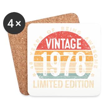 48th Birthday Gifts Men Women Vintage 1978  - Coasters (set of 4) - white - Front