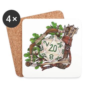 RPG Tabletop D20 Dice Gift Ranger - Coasters (set of 4) - white - Front