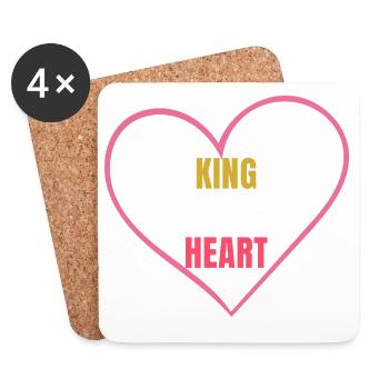 King of Her Heart romantisches Paar-T-Shirt-Design - Untersetzer (4er-Set) - Weiß - Vorne