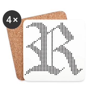 Typographic R Gothic Letter Design - Coasters (set of 4) - white - Front