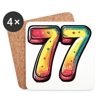 77 Number Multicolored - Coasters (set of 4) - white - Front