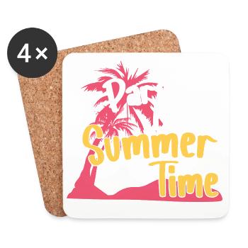 Paradise Beach Summer Time Retro Design - Coasters (set of 4) - white - Front