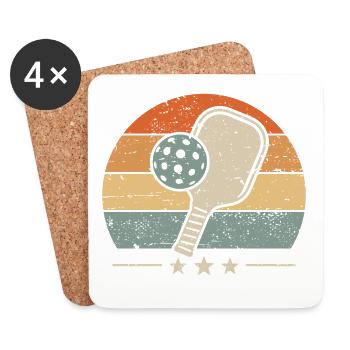 Pickleball rétro - Dessous de verre (lot de 4) - blanc - Devant