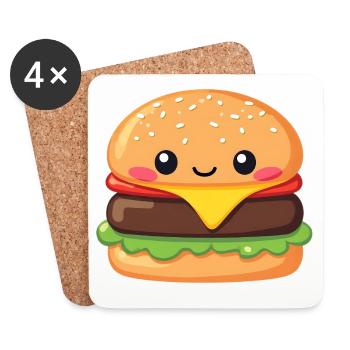 hamburger - Dessous de verre (lot de 4) - blanc - Devant