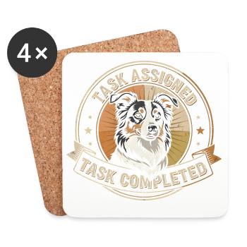 Aufgabe erledigt | Border Collie Badge - Untersetzer (4er-Set) - Weiß - Vorne