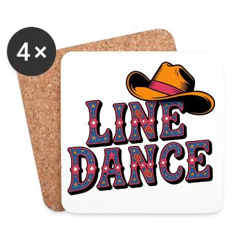 Line Dance Cowboyhut - Untersetzer (4er-Set) - Weiß - Vorne