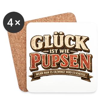 Glück ist wie Pupsen Vintage Spruch - Untersetzer (4er-Set) - Weiß - Vorne