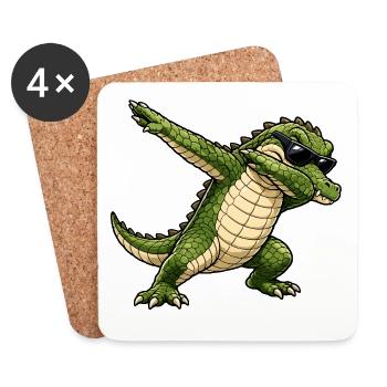 Tamponnement du crocodile - Dessous de verre (lot de 4) - blanc - Devant