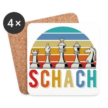 Schach -Schachfiguren - Untersetzer (4er-Set) - Weiß - Vorne