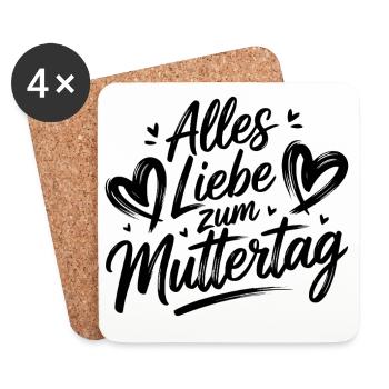 Mama Mutter - Alles Liebe zum Muttertag - Untersetzer (4er-Set) - Weiß - Vorne
