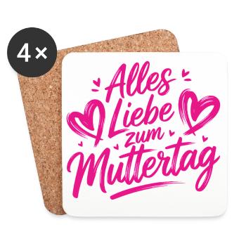 Alles Liebe zum Muttertag - Muttertag Geschenk - Untersetzer (4er-Set) - Weiß - Vorne