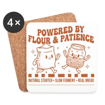Boulanger au pain au levain alimenté par la farine - Dessous de verre (lot de 4) - blanc - Devant