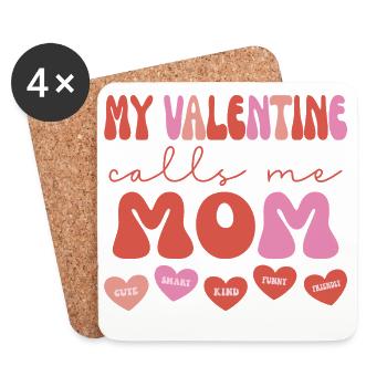 Mein Valentin nennt mich Mama - Untersetzer (4er-Set) - Weiß - Vorne