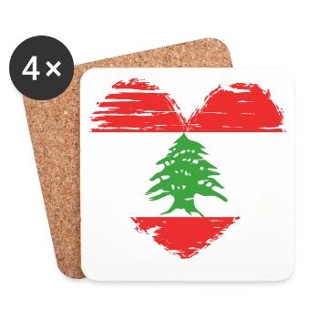 Flagge von Cedar Heart Libanon - Untersetzer (4er-Set) - Weiß - Vorne