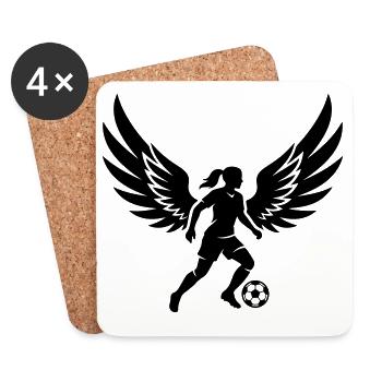 Silhouette féminine de football - Dessous de verre (lot de 4) - blanc - Devant