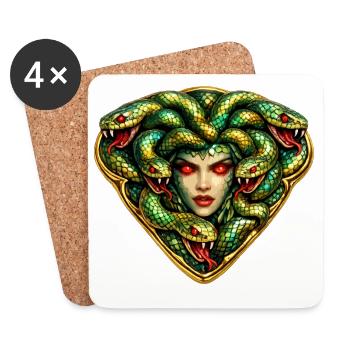 Medusa-Schlangenkopf - Untersetzer (4er-Set) - Weiß - Vorne