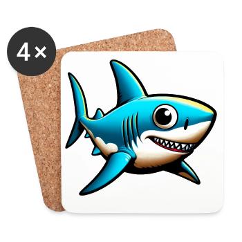 Requin - Dessous de verre (lot de 4) - blanc - Devant