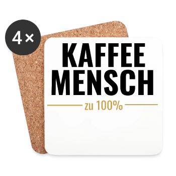 Kaffeemensch zu 100% - Untersetzer (4er-Set) - Weiß - Vorne