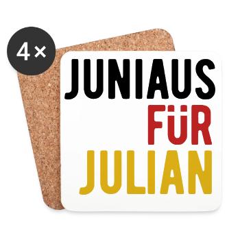 JuniAUS für JuliAN - Fußball Banner 2026 - Untersetzer (4er-Set) - Weiß - Vorne