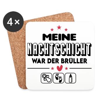 Nachtschicht Nachts Gebruell Geschrei Baby - Untersetzer (4er-Set) - Weiß - Vorne