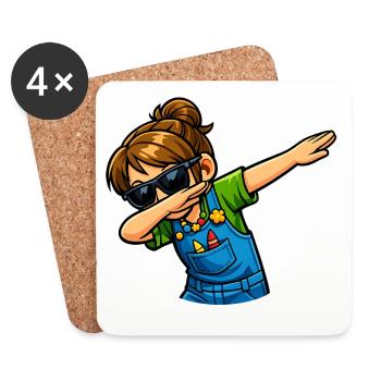 Enseignante de maternelle en dabing - Dessous de verre (lot de 4) - blanc - Devant