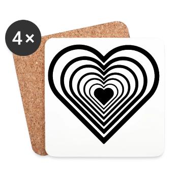 Coeur infini noir - Dessous de verre (lot de 4) - blanc - Devant