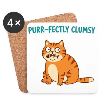 Purrfekt Ungeschickte Katze - Untersetzer (4er-Set) - Weiß - Vorne