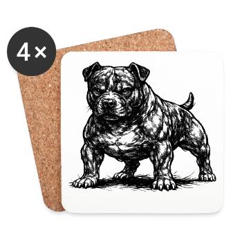 Staffordshire Bull Terrier fort - Dessous de verre (lot de 4) - blanc - Devant