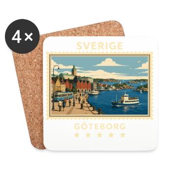 Schweden Göteborg Vintage Reisemarke - Untersetzer (4er-Set) - Weiß - Vorne