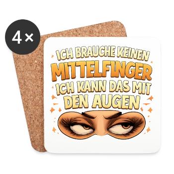 Ich brauche keinen Mittelfinger - Untersetzer (4er-Set) - Weiß - Vorne