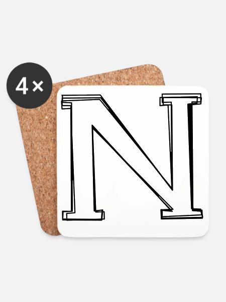 Buchstabe N handgezeichnet - Untersetzer (4er-Set) - Weiß