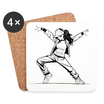 B-Girl Mädchen Zeichnung - Untersetzer (4er-Set) - Weiß - Vorne