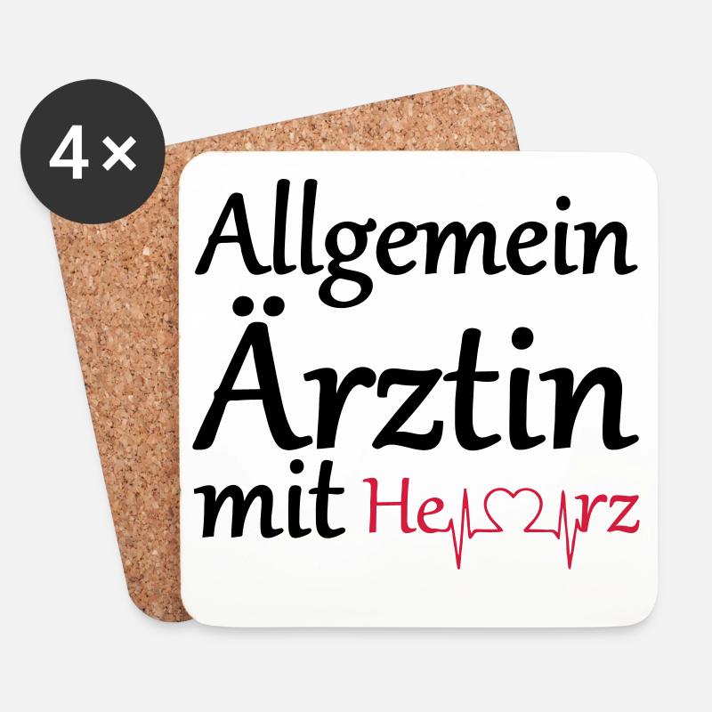Allgemeinärztin mit Herz Geschenk - Untersetzer (4er-Set) - Weiß