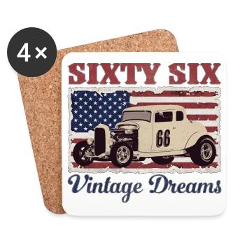 66 Vintage Hot Rod - Untersetzer (4er-Set) - Weiß - Vorne