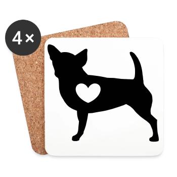 Chihuahua mit Herz - Untersetzer (4er-Set) - Weiß - Vorne