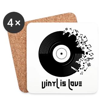 Le vinyle est amour - Dessous de verre (lot de 4) - blanc - Devant