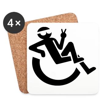 Image d’un utilisateur de fauteuil roulant détendu # - Dessous de verre (lot de 4) - blanc - Devant