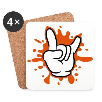 main blob symbole de fête - Dessous de verre (lot de 4) - blanc - Devant