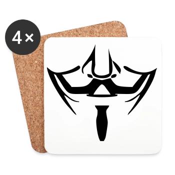 Anonymous Maske - Untersetzer (4er-Set) - Weiß - Vorne