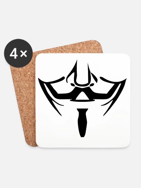 Anonymous Maske - Untersetzer (4er-Set) - Weiß