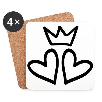 hearts crown heart couples - Coasters (set of 4) - white - Front