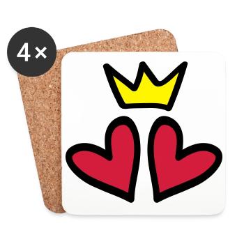 heart crown heart love symbol - Coasters (set of 4) - white - Front