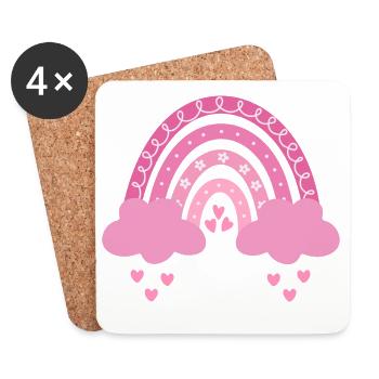 Boho Rainbow Pink Girl Birth Baby Baby Shower - Coasters (set of 4) - white - Front