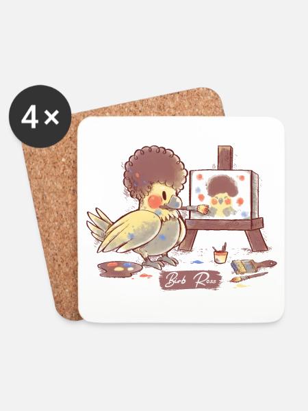 Birb Ross - Coasters (set of 4) - white