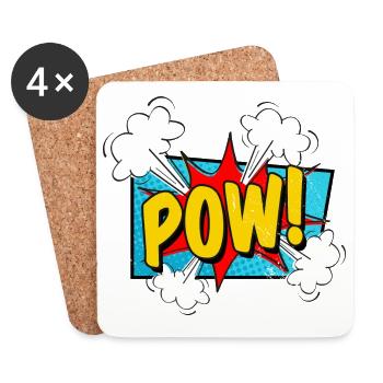 Pow Shirt Comic - Untersetzer (4er-Set) - Weiß - Vorne