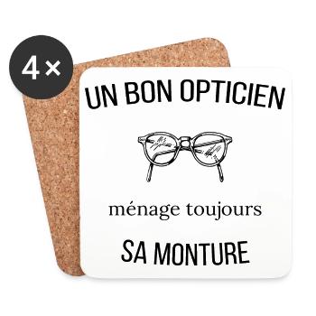 Un bon opticien ménage toujours sa monture "Noir" - Dessous de verre (lot de 4) - blanc - Devant