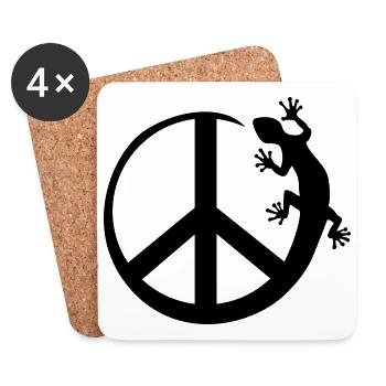 Symbol - Loving Peace Gecko solo - Coasters (set of 4) - white - Front