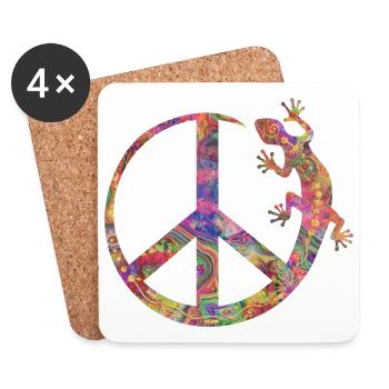 Symbole - Loving Peace Gecko Ornaments 1 - Dessous de verre (lot de 4) - blanc - Devant
