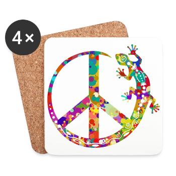 Symbole - Loving Peace Gecko Ornaments 2 - Dessous de verre (lot de 4) - blanc - Devant
